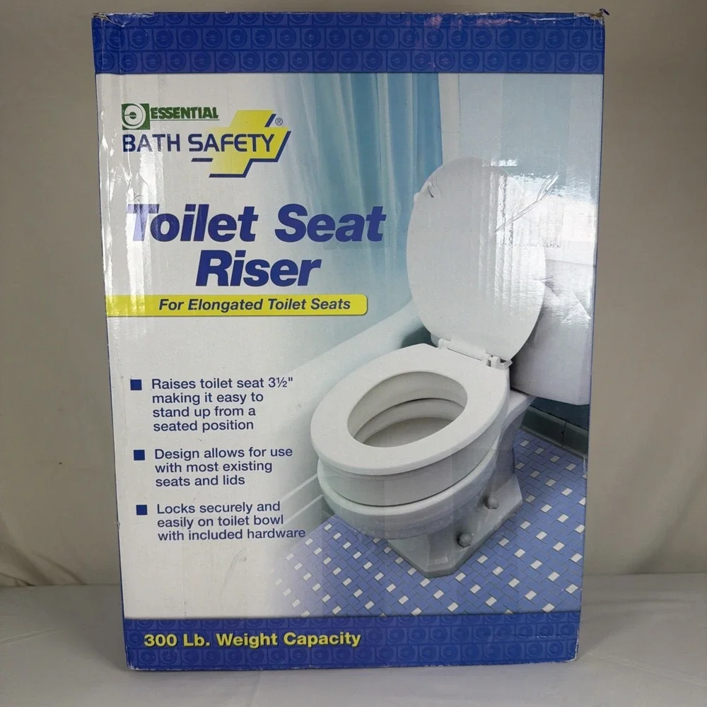 Essential Medical Supply Toilet Seat Riser, Elongated, 19.5 x 14 x 3.5 Inch